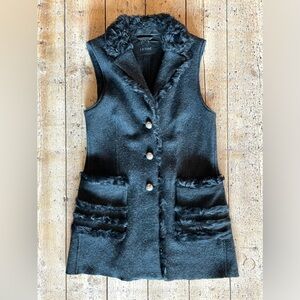 Meindl Wool Vest Rabbit Fur Trim Gray Alpine Heritage Size 38 Small